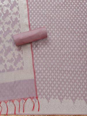 zari chanderi unstitched dress material 4