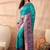 Turquoise woven design ikat sarees