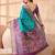 Turquoise woven design ikat sarees