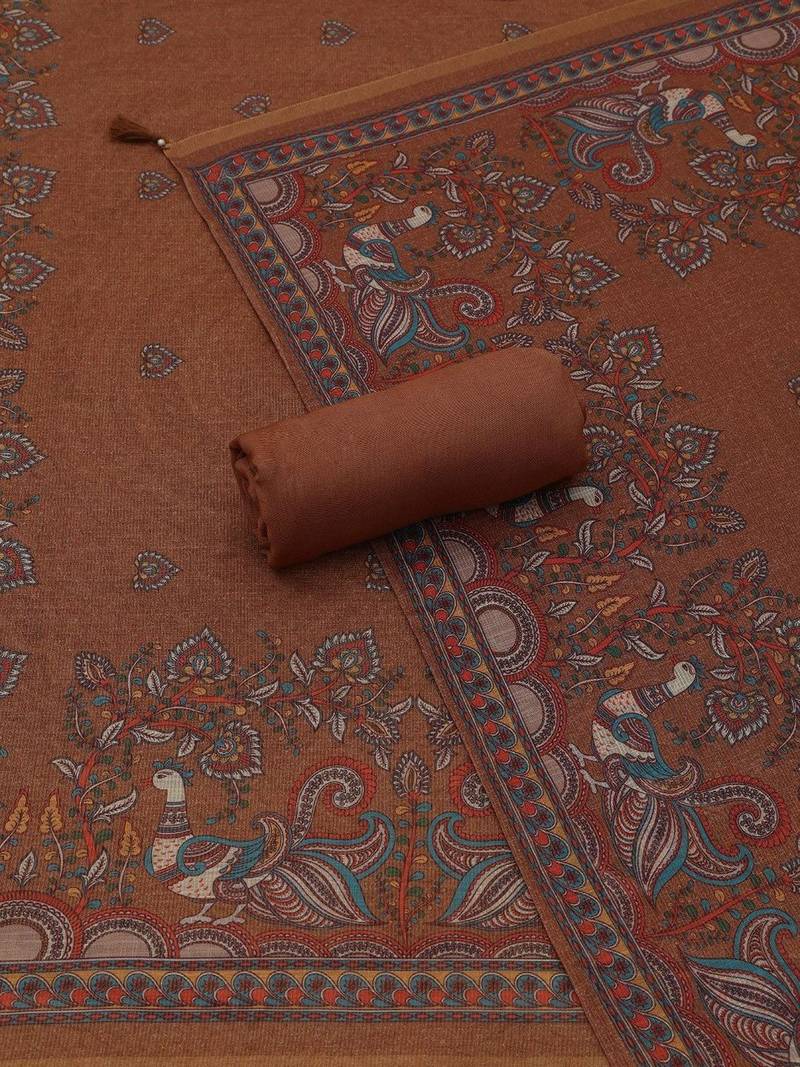 printed linen unstitched dress material