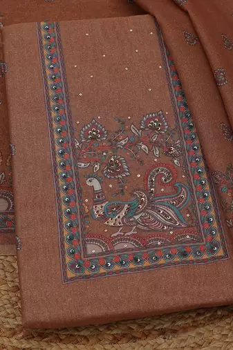 printed linen unstitched dress material