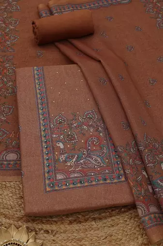 printed linen unstitched dress material