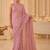 Pink embellished beads and stones satin designer saree