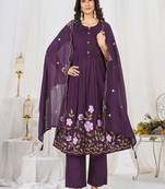 Embroidered cotton kurta with pant & dupatta set for women