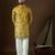 Men’s yellow georgette solid embroidered kurta with trouser set | trendy designer ethnic wear for wedding, festive