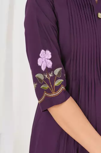 Embroidered cotton kurta with pant & dupatta set for women