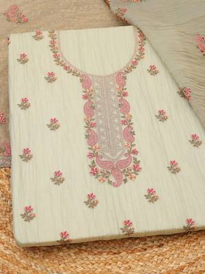 embroidered unstitched dress material 1
