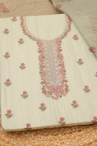 embroidered unstitched dress material