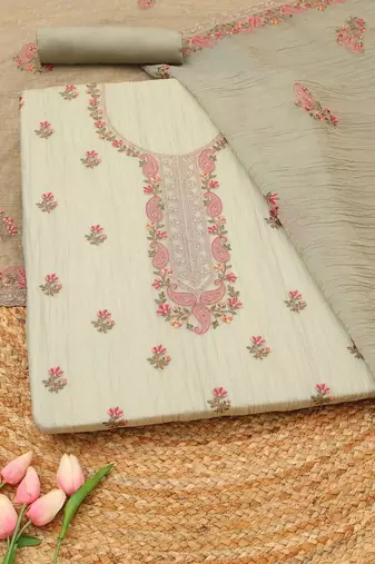 embroidered unstitched dress material