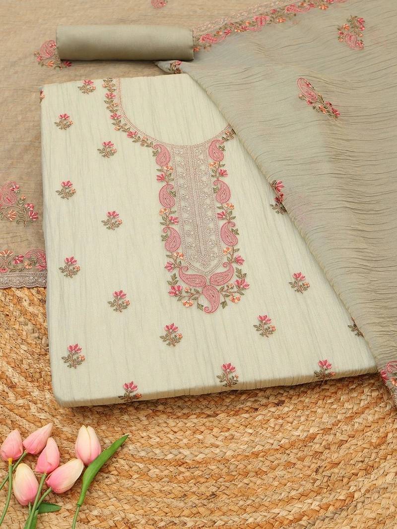 embroidered unstitched dress material