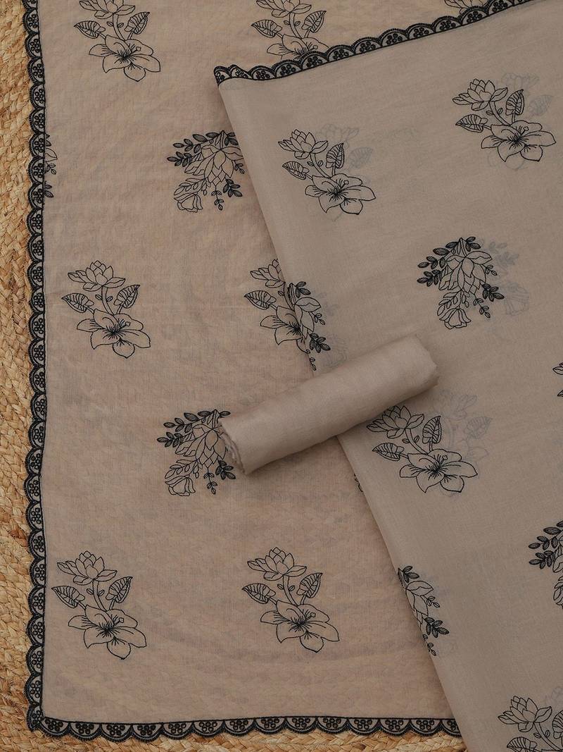 embroidered  cotton unstitched dress material