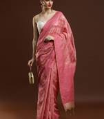 Pink woven design saree with blouse