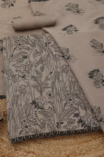 embroidered  cotton unstitched dress material