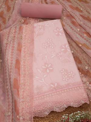 floral embroidered beads and stones unstitched dress material 1