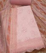 floral embroidered beads and stones unstitched dress material