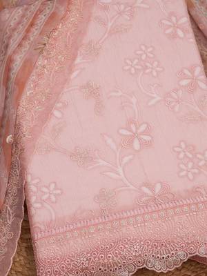 floral embroidered beads and stones unstitched dress material 2