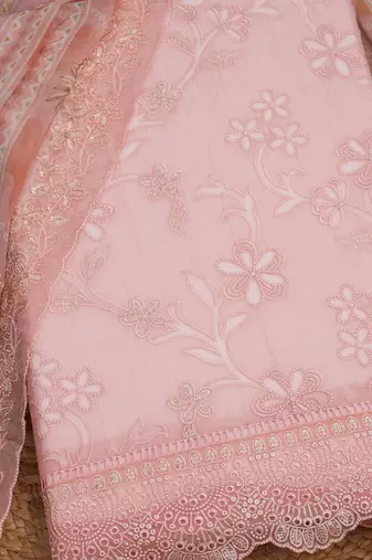 floral embroidered beads and stones unstitched dress material