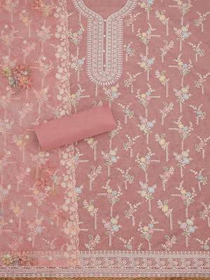 floral embroidered beads and stones unstitched dress material 3