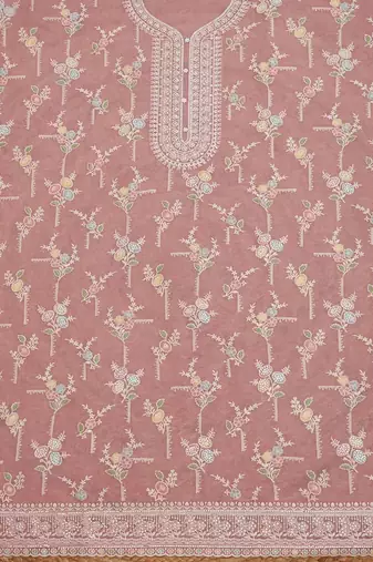 floral embroidered beads and stones unstitched dress material
