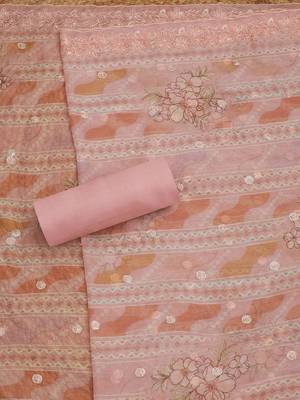 floral embroidered beads and stones unstitched dress material 5
