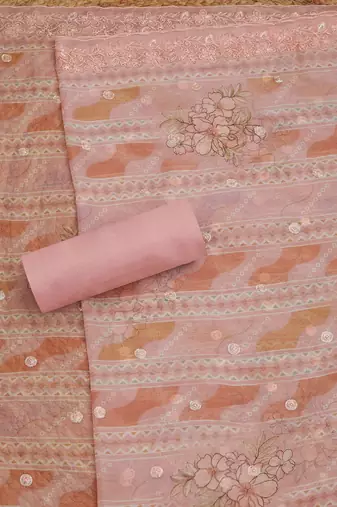 floral embroidered beads and stones unstitched dress material