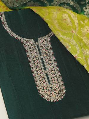 floral embroidered sequinned unstitched dress material 1