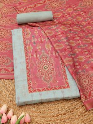 printed art silk unstitched dress material 1