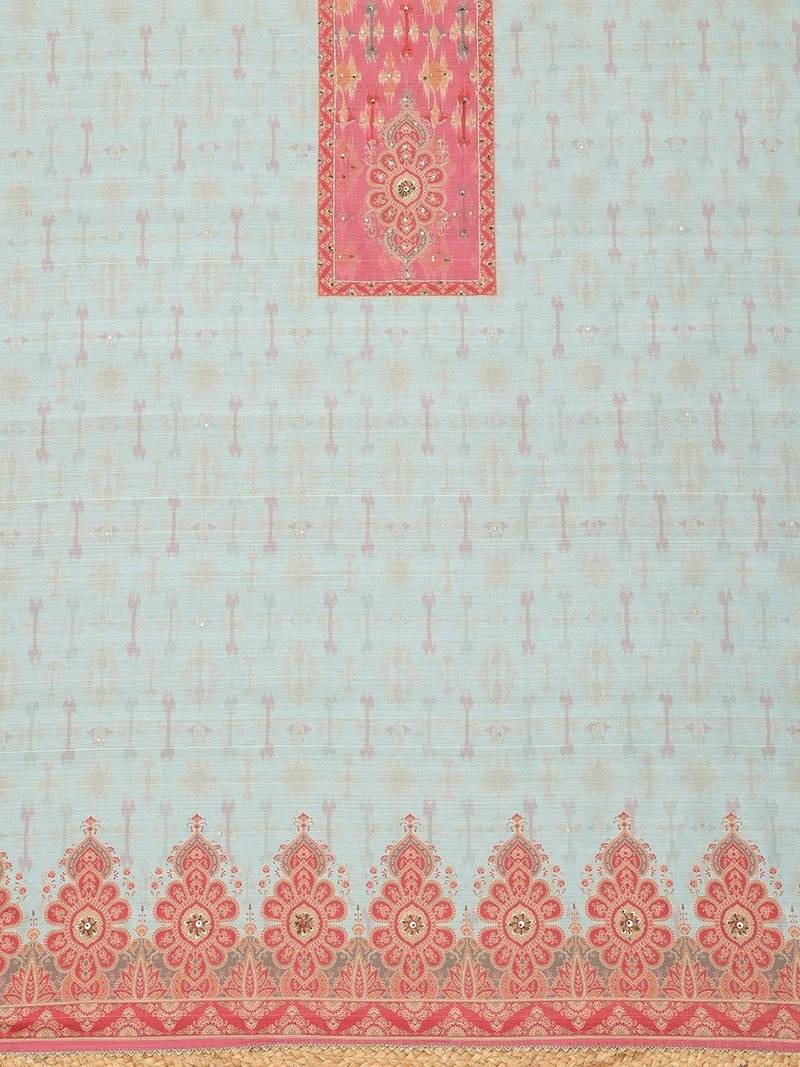 printed art silk unstitched dress material