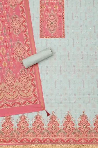 printed art silk unstitched dress material
