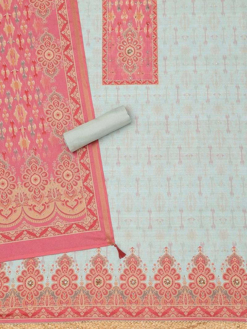 printed art silk unstitched dress material