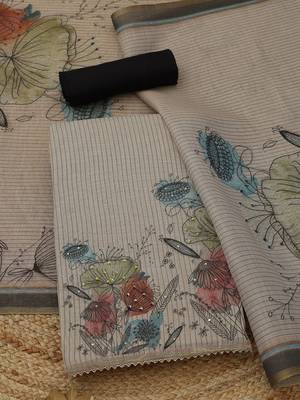 printed linen unstitched dress material 1