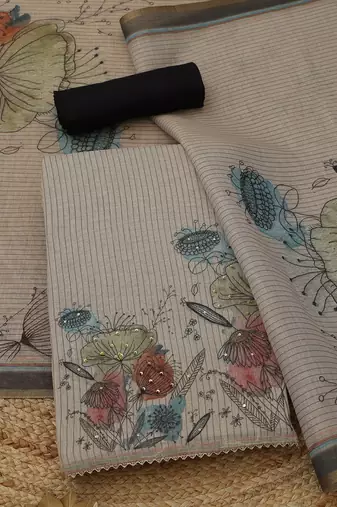 printed linen unstitched dress material