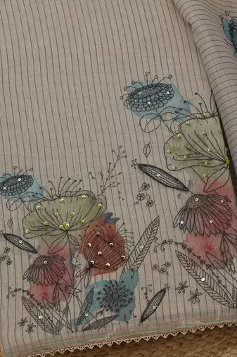 printed linen unstitched dress material