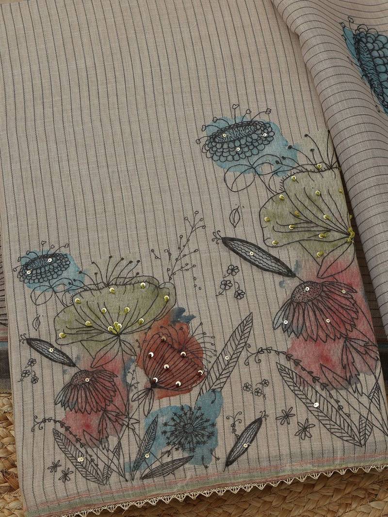 printed linen unstitched dress material