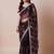 Purple embellished festive wear sheer saree with unstitched blouse