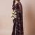 Purple embellished festive wear sheer saree with unstitched blouse