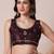 Purple embellished festive wear sheer saree with unstitched blouse