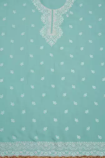 ethnic motifs embroidered beads and stones organza unstitched dress material
