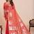 Coral woven design saree with unstitched blouse