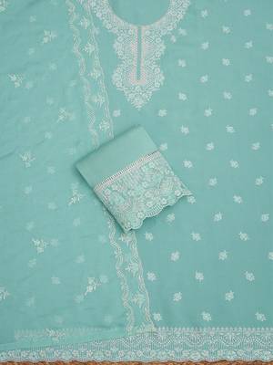 ethnic motifs embroidered beads and stones organza unstitched dress material 4
