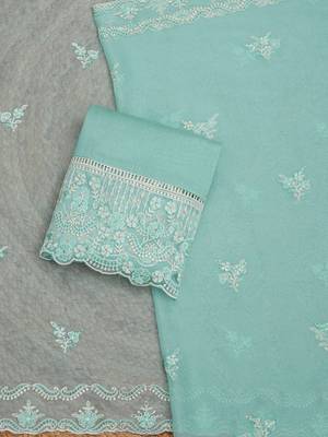 ethnic motifs embroidered beads and stones organza unstitched dress material 5
