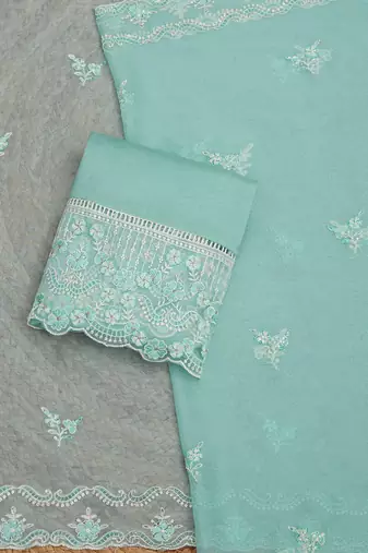 ethnic motifs embroidered beads and stones organza unstitched dress material