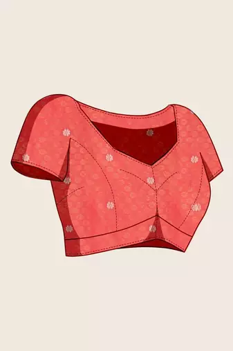 Coral woven design saree with unstitched blouse