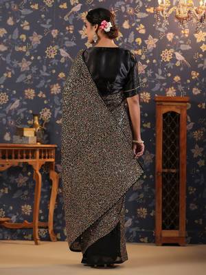 Black sequined georgette sarees 3