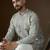 Men’s beige silk blend kurta with abstract sequins embroidered | trendy ethnic wear for festive, wedding & party