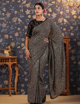 Black sequined georgette sarees 4