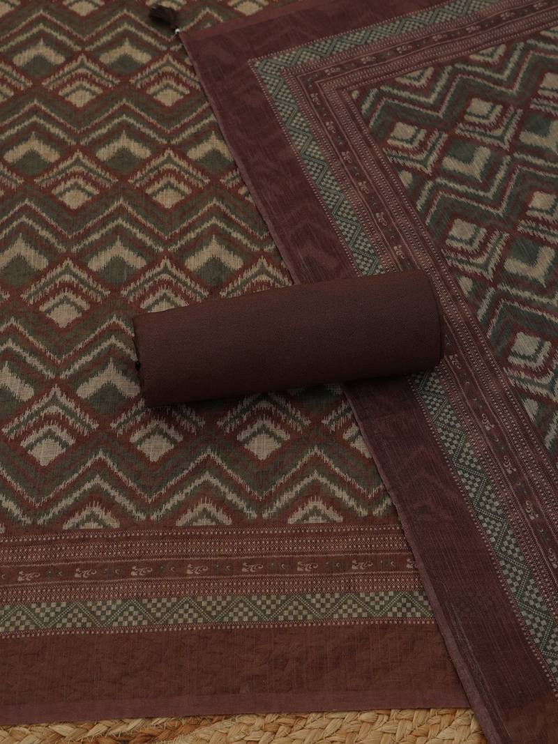 printed linen unstitched dress material