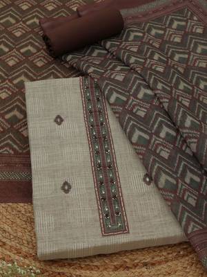 printed linen unstitched dress material 1