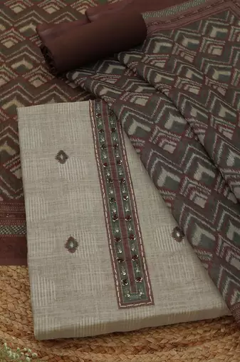 printed linen unstitched dress material