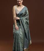 Green woven design saree with blouse